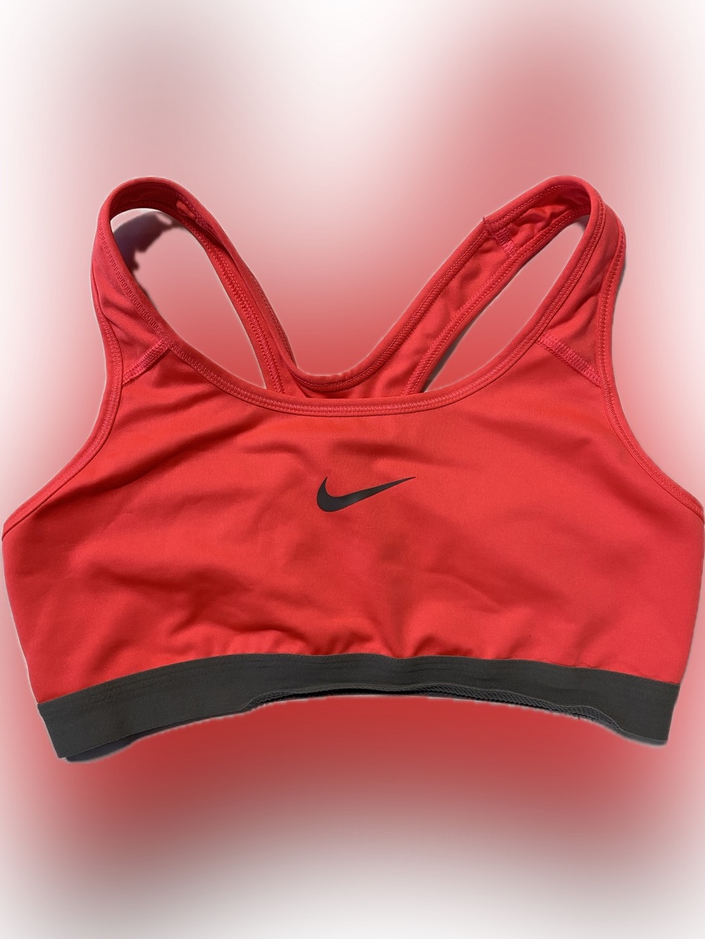 Nike Red Racerback Sports Bra with Black Band and Swoosh